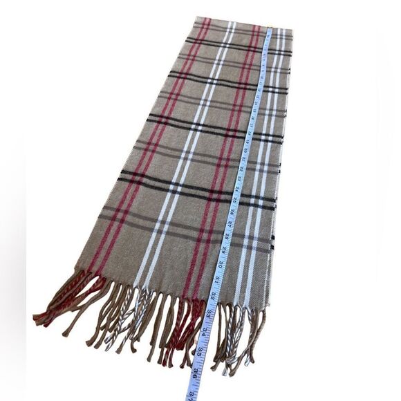 Cejon beige plaid unisex scarf made in Italy - Picture 12 of 13